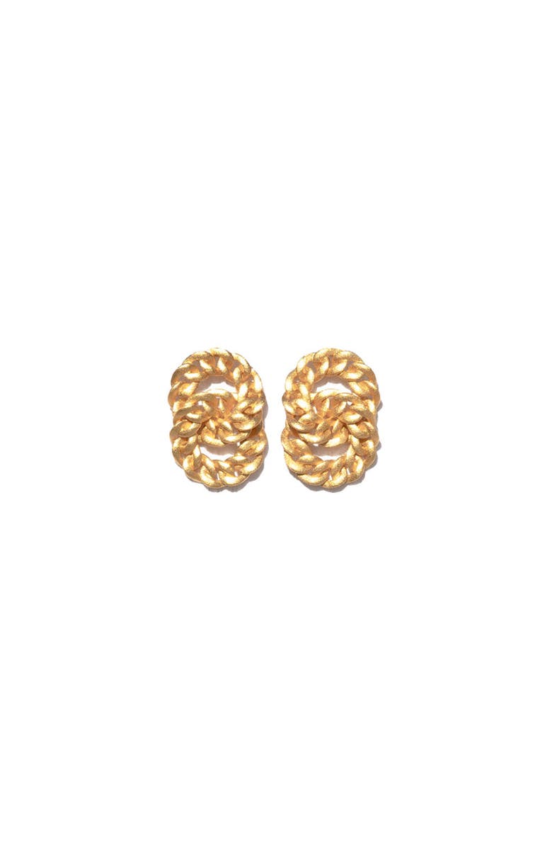 ZARUX Twin Circle Earrings, Main, color, Yellow Gold