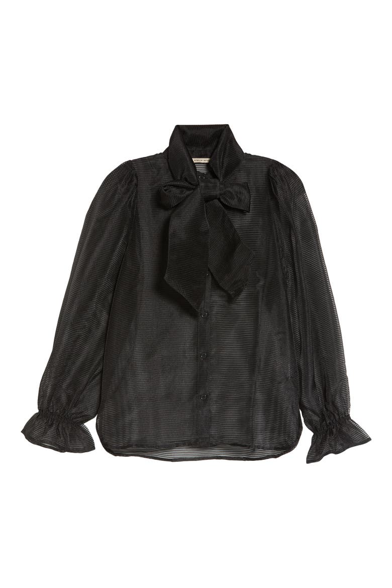 Erina Bow Button-Up Blouse, Alternate, color, 999 BLACK