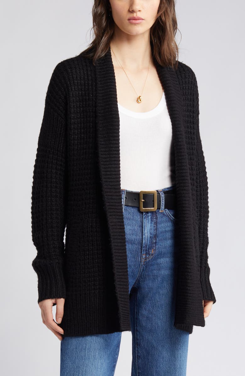 Caslon<sup>®</sup> Oversize Open Front Waffle Knit Cardigan, Alternate, color,