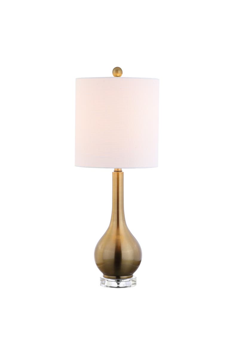 Dylan 25" Metal/Crystal Teardrop LED Table Lamp, Main, color, Brass Gold