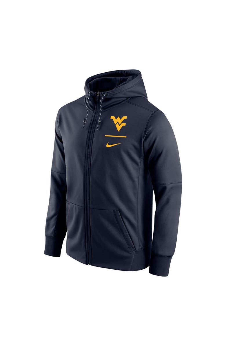 Nike Men's Nike Navy West Virginia Mountaineers Logo Stack Performance Full-Zip Hoodie, Alternate, color,