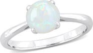 DELMAR Sterling Silver Opal Solitaire Engagement Ring