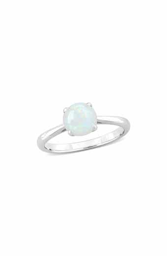 DELMAR Sterling Silver Opal Solitaire Engagement Ring