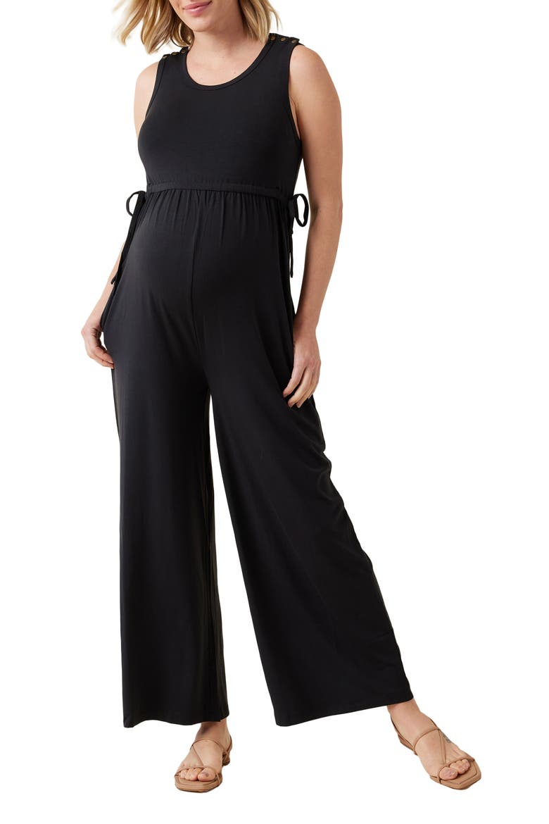 Wide Leg Maternity Jumpsuit, Main, color, BLACK