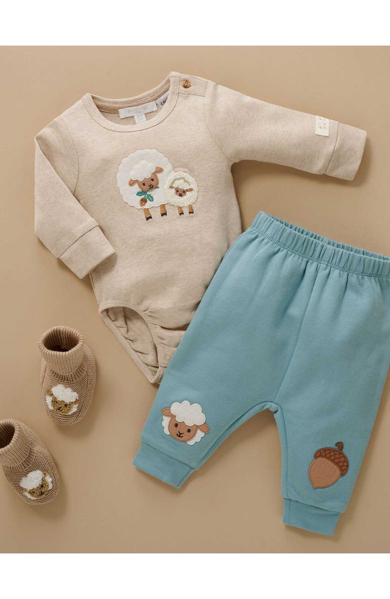 Purebaby Applique Bodysuit, Alternate, color, Almond Melange