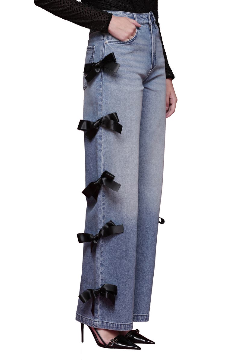 Avec Les Filles Bow Detail High Waist Jeans, Alternate, color, Hazel Wash
