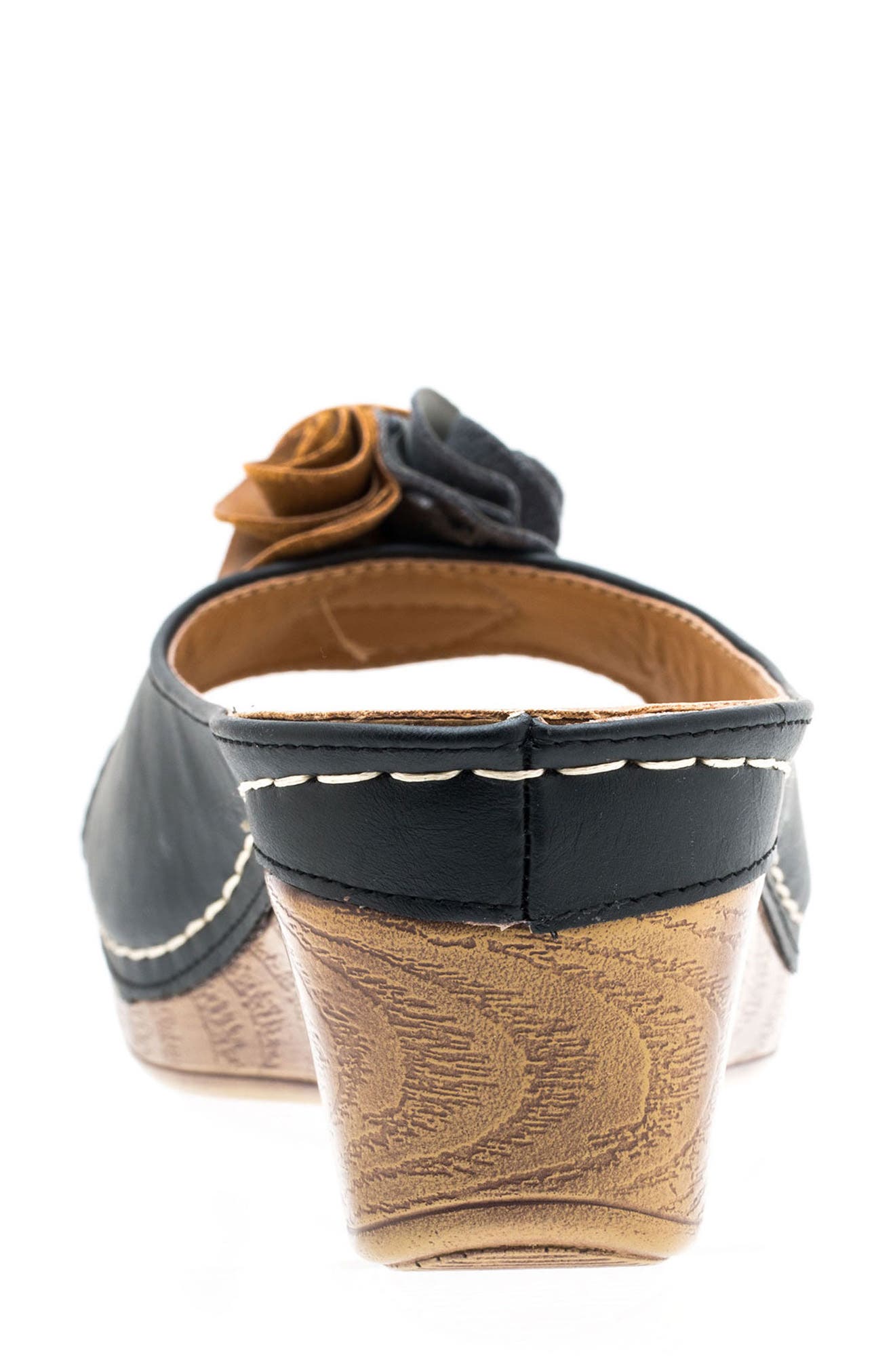 GOOD CHOICE NEW YORK Sydney Floral Platform Wedge Sandal, Alternate, color, Black