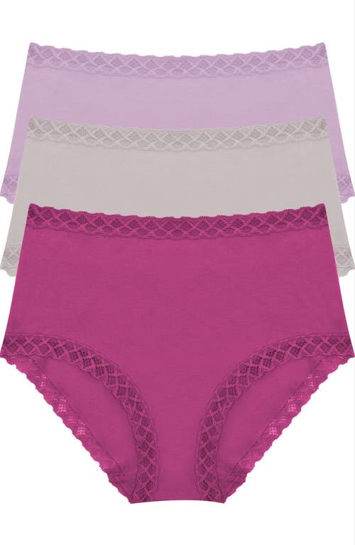 Natori Bliss Cotton Full Brief 3-Pack in Crushed Bry/vapor/sweet Violet 