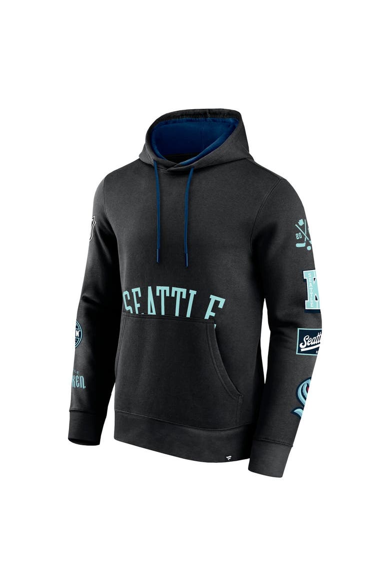 Men's Fanatics Branded Black Seattle Kraken Wild Winner Fleece Pullover Hoodie, Alternate, color, Black