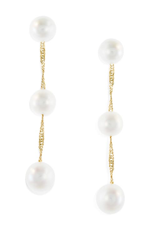 14K Gold Freshwater Pearl Drop Earrings
