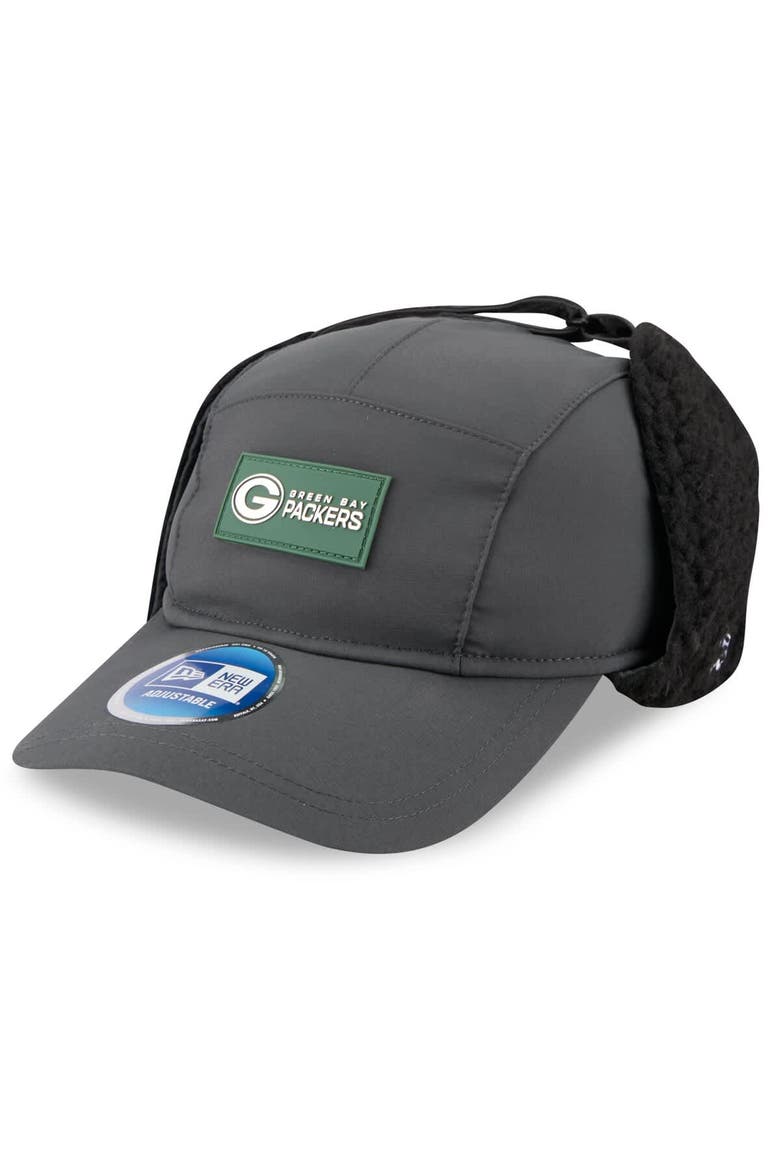 Men's New Era Charcoal Green Bay Packers 2025 Sideline Cold Weather Runner Dog Ear Adjustable Hat, Main, color, Charcoal