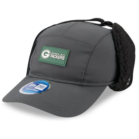 Men's New Era Charcoal Green Bay Packers 2025 Sideline Cold Weather Runner Dog Ear Adjustable Hat