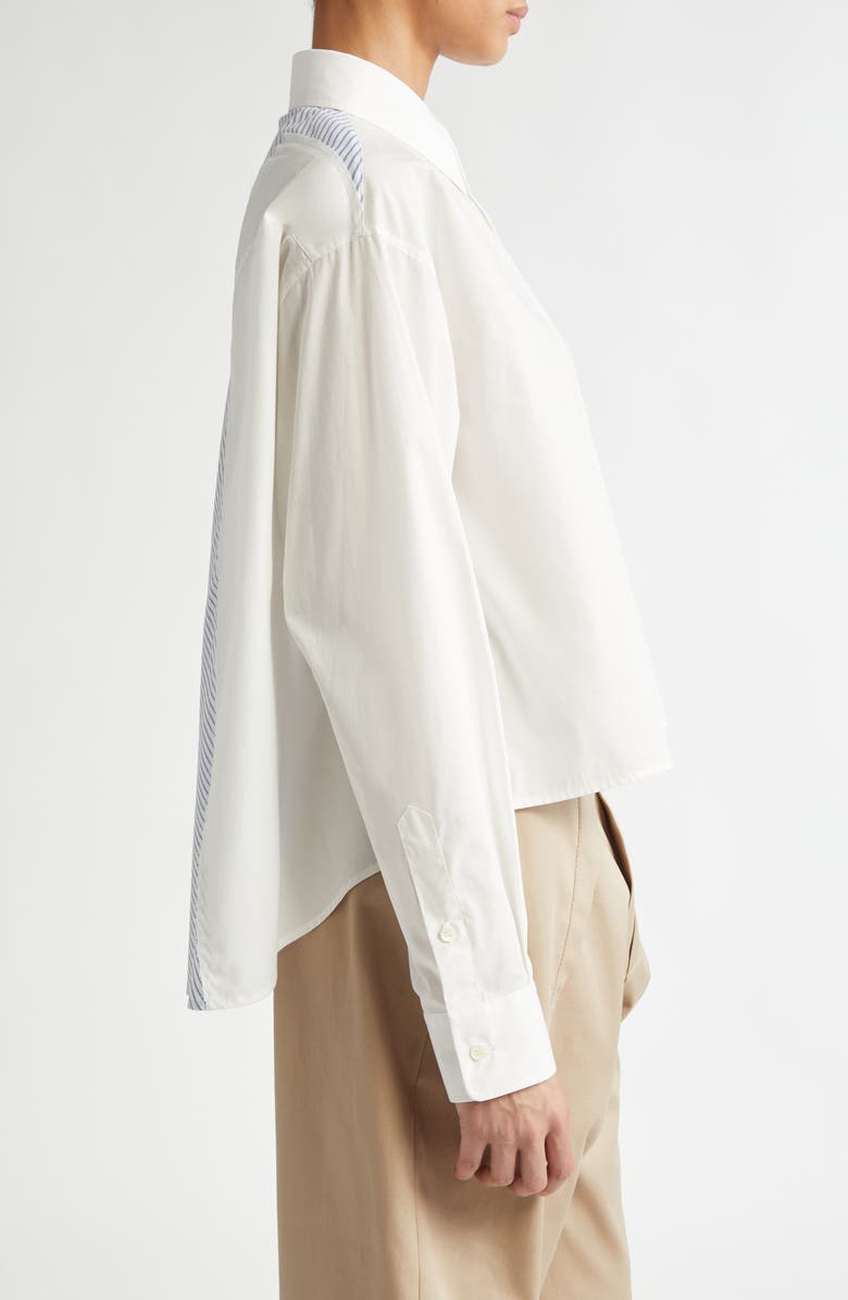 MM6 Maison Margiela Deconstructed Cotton Poplin High-Low Button-Up Shirt, Alternate, color, Off White
