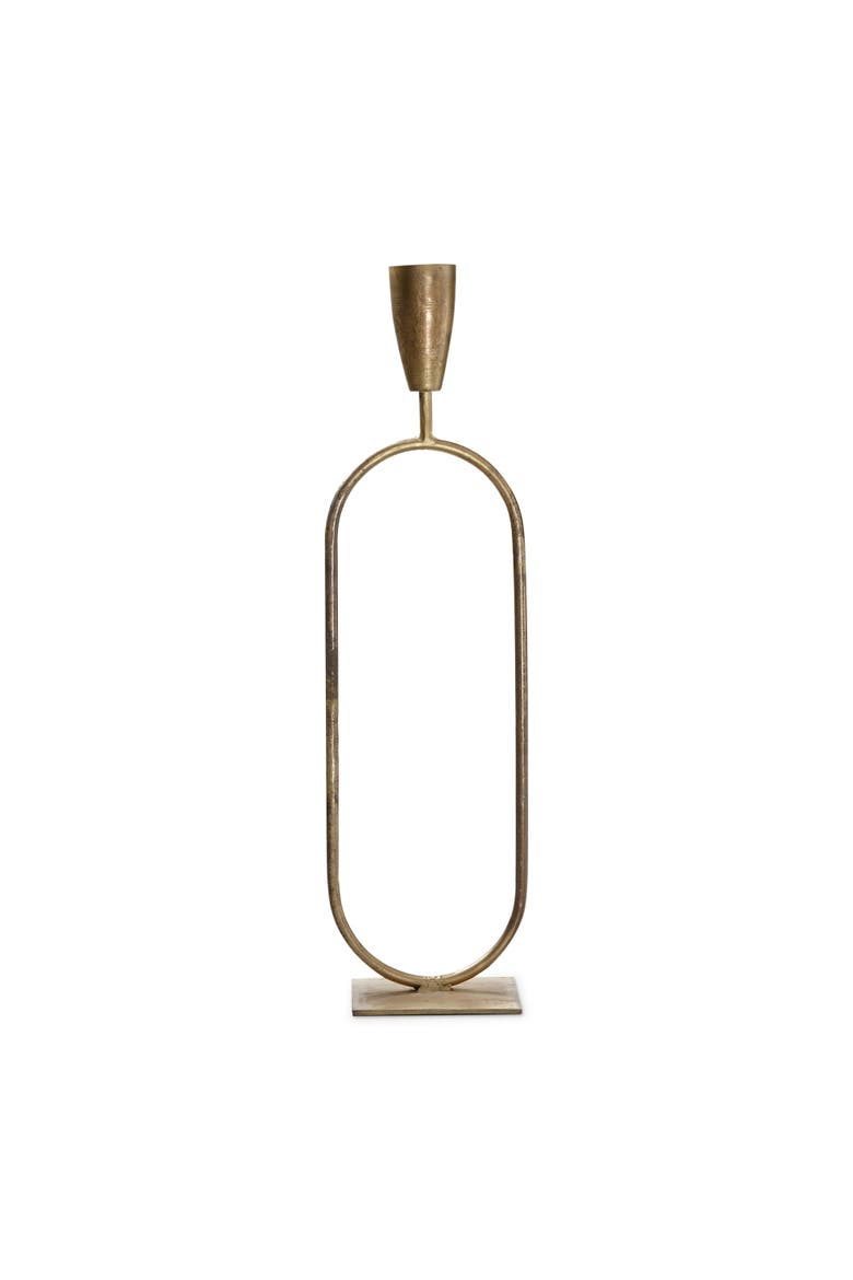 Small Gold Iron Trumpet Taper Candle Holder Everyday Decor, Main, color, Gold