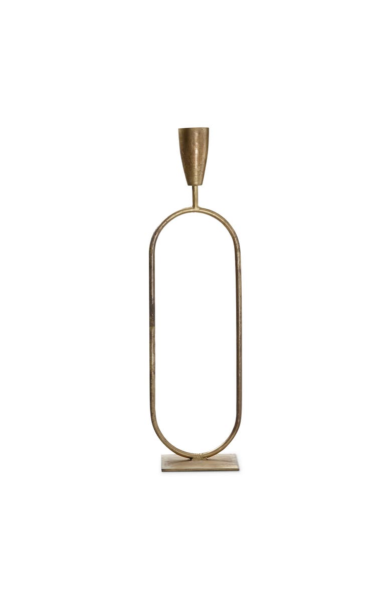 tag Small Gold Iron Trumpet Taper Candle Holder Everyday Decor, Main, color, Gold