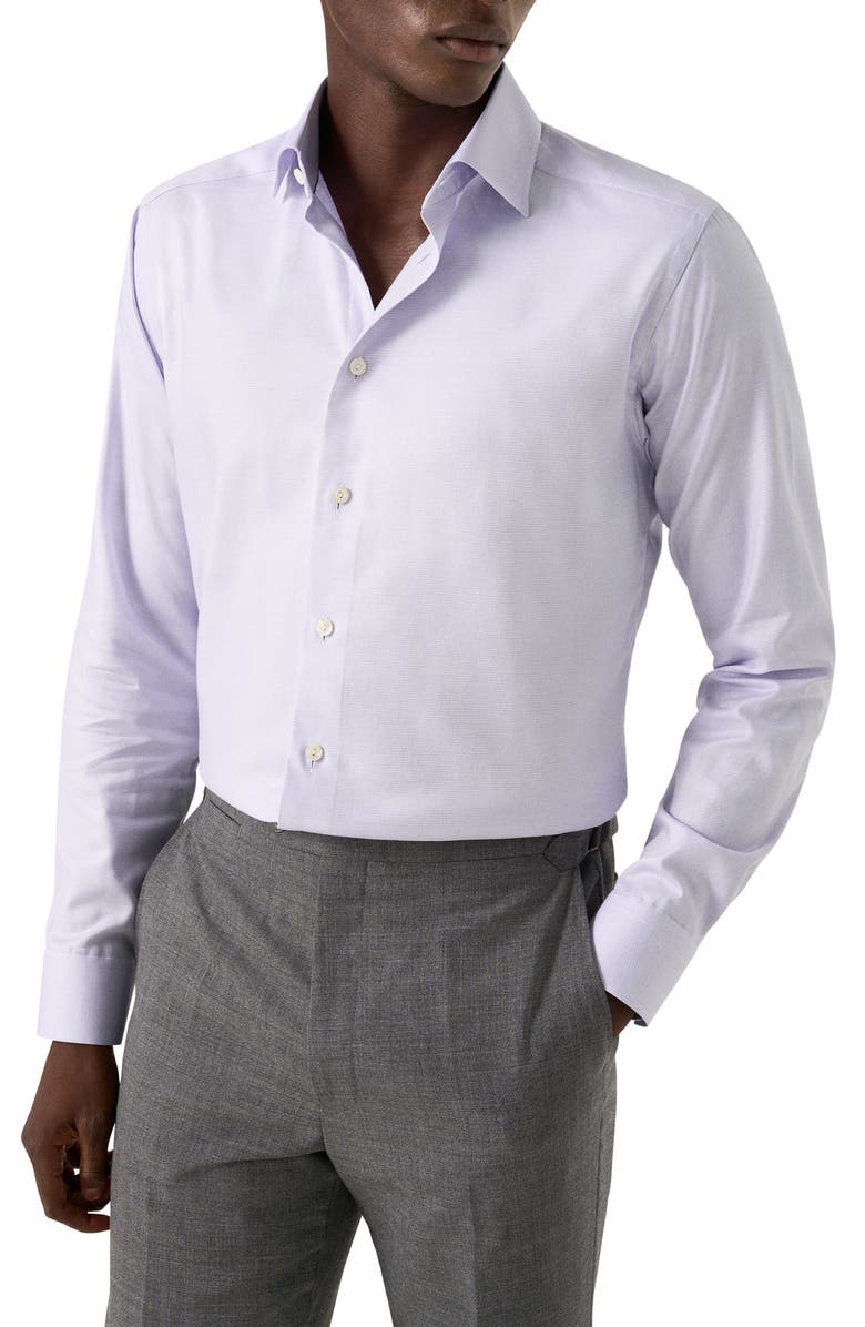 Eton Slim Fit Twill Dress Shirt, Main, color, Light Purple