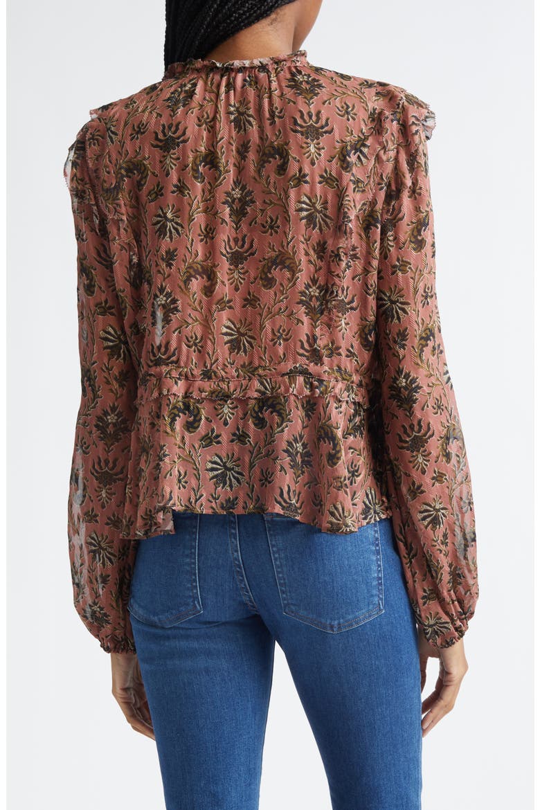 Carnett Floral Silk Blend Peplum Top, Alternate, color, DEEP ROSE MULTI
