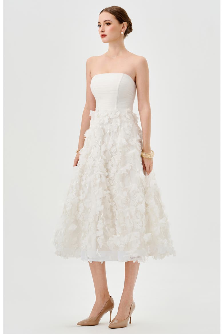 Aryan Strapless Midi, Alternate, color, WHITE