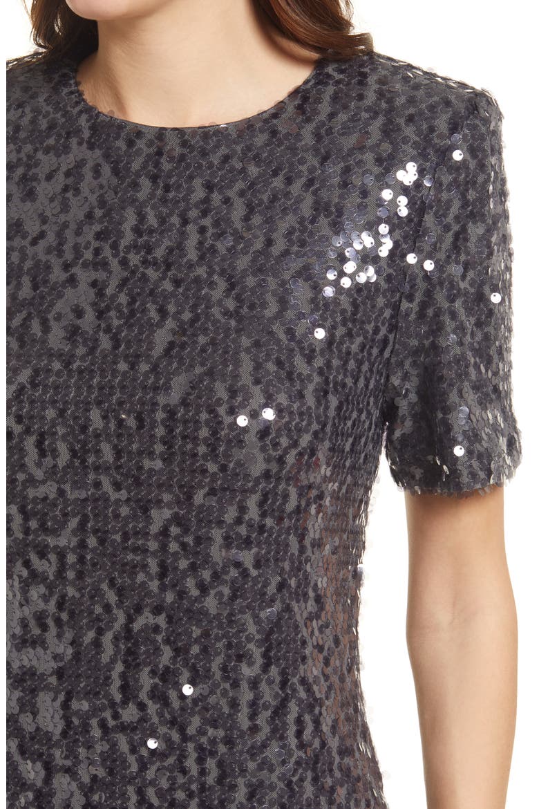 Sequin Shift Dress, Alternate, color, GUNMETAL