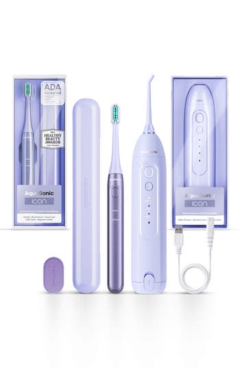 Aquasonic Icon Power Toothbrush & Water Flosser Set In Lilac
