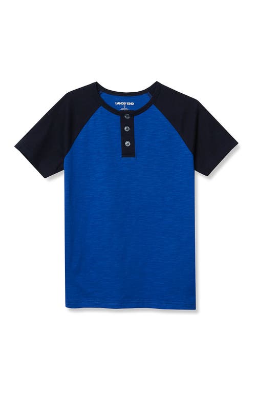 Lands' End Kids'  Boys Short Sleeve Henley T-shirt In Blue