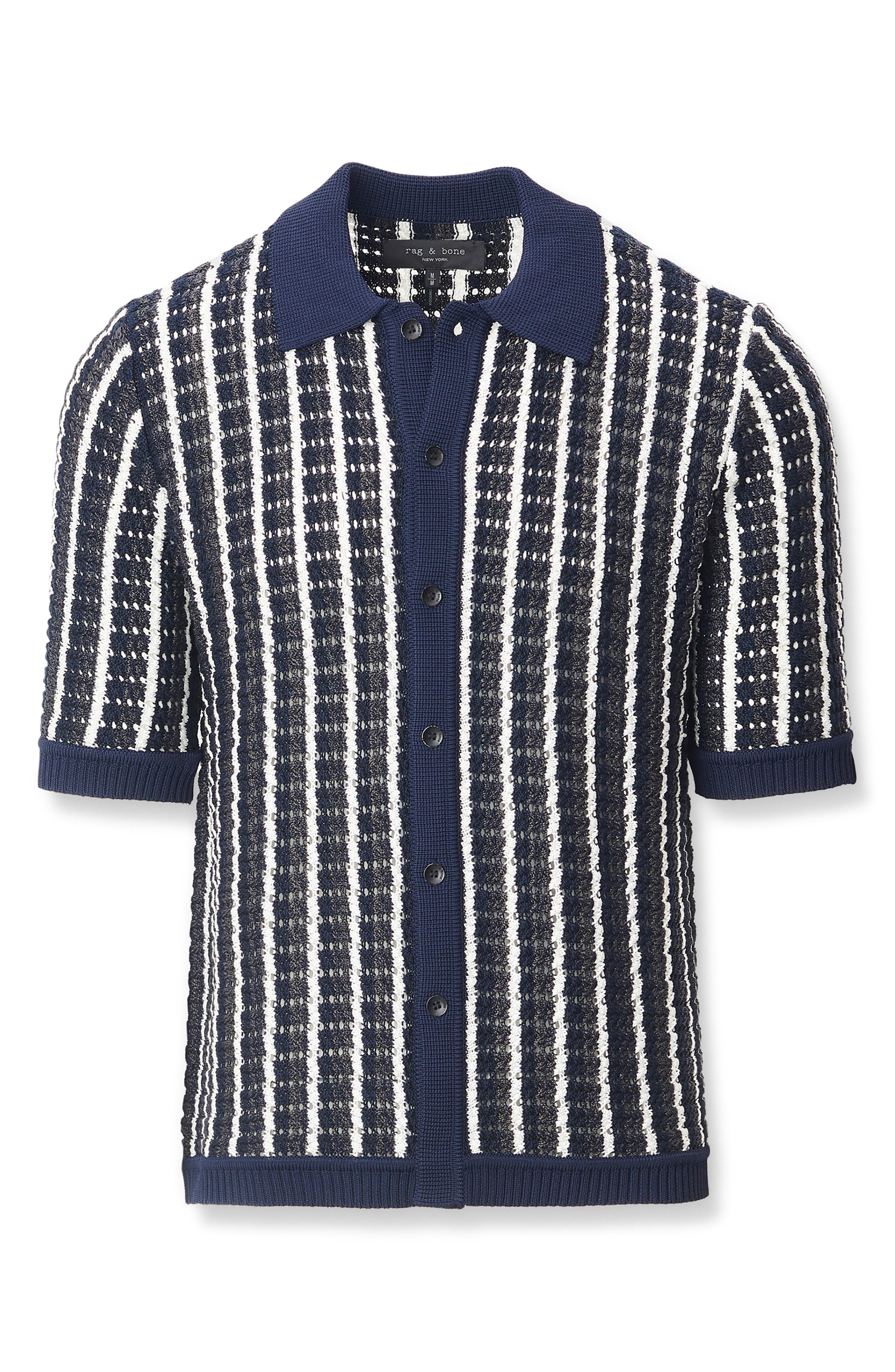rag & bone Dalton Texture Knit Short Sleeve Button-Up Shirt (Men ...