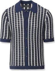 rag & bone Dalton Texture Knit Short Sleeve Button-Up Shirt