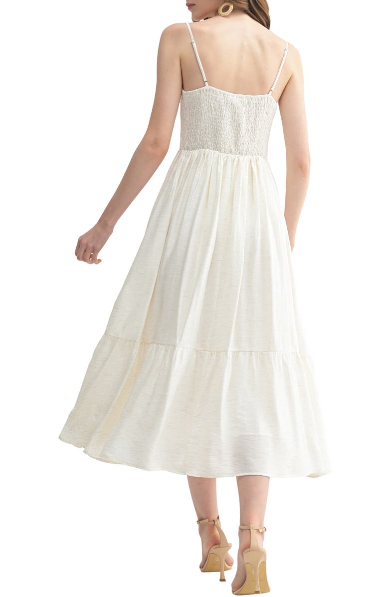 All in Favor Corset Bodice Textured Midi Dress, Alternate, color, Ivory