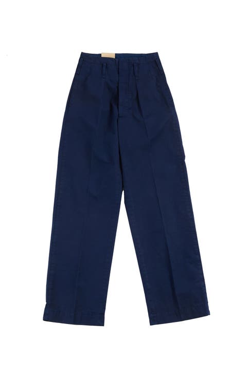 Double Pleat Cotton Trousers