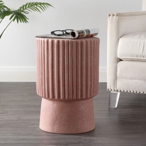 Shop Jonathan Y Louisa 19" Modern Art Deco Tambour Indoor/outdoor Accent Table In Pink Terrazzo