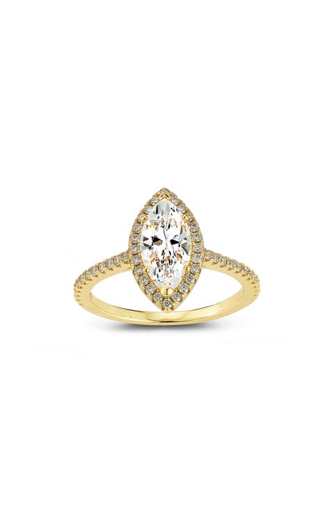 Marquise Cut Moissanite Halo Ring