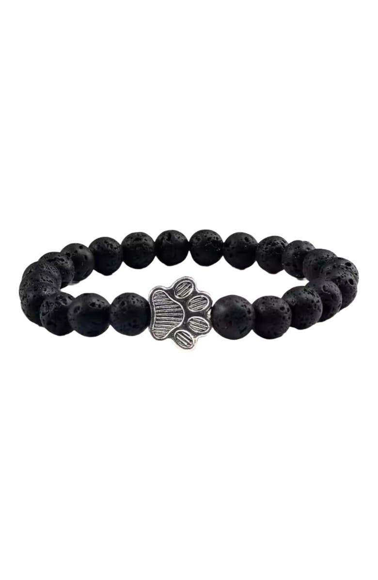 Hollywood Sensation PawZee Ebony Paw Print Charm Bracelet, Main, color, Black