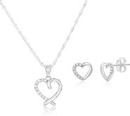 Donatello Gian Crystal Heart Necklace and Earrings Set