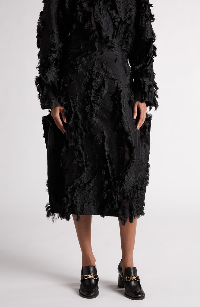 Bottega Veneta Fine Fringe Fil Coupé Midi Skirt, Main, color, 