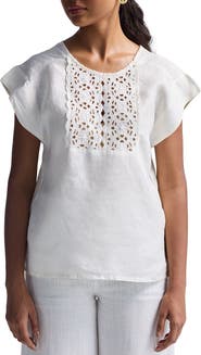 Reistor Boxy Top with Embroidered Lace Detail