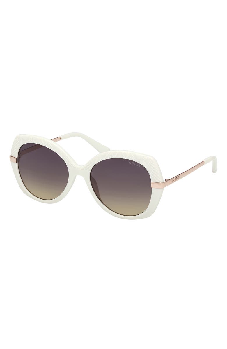 GUESS Round Sunglasses, Alternate, color, White / Gradient Smoke