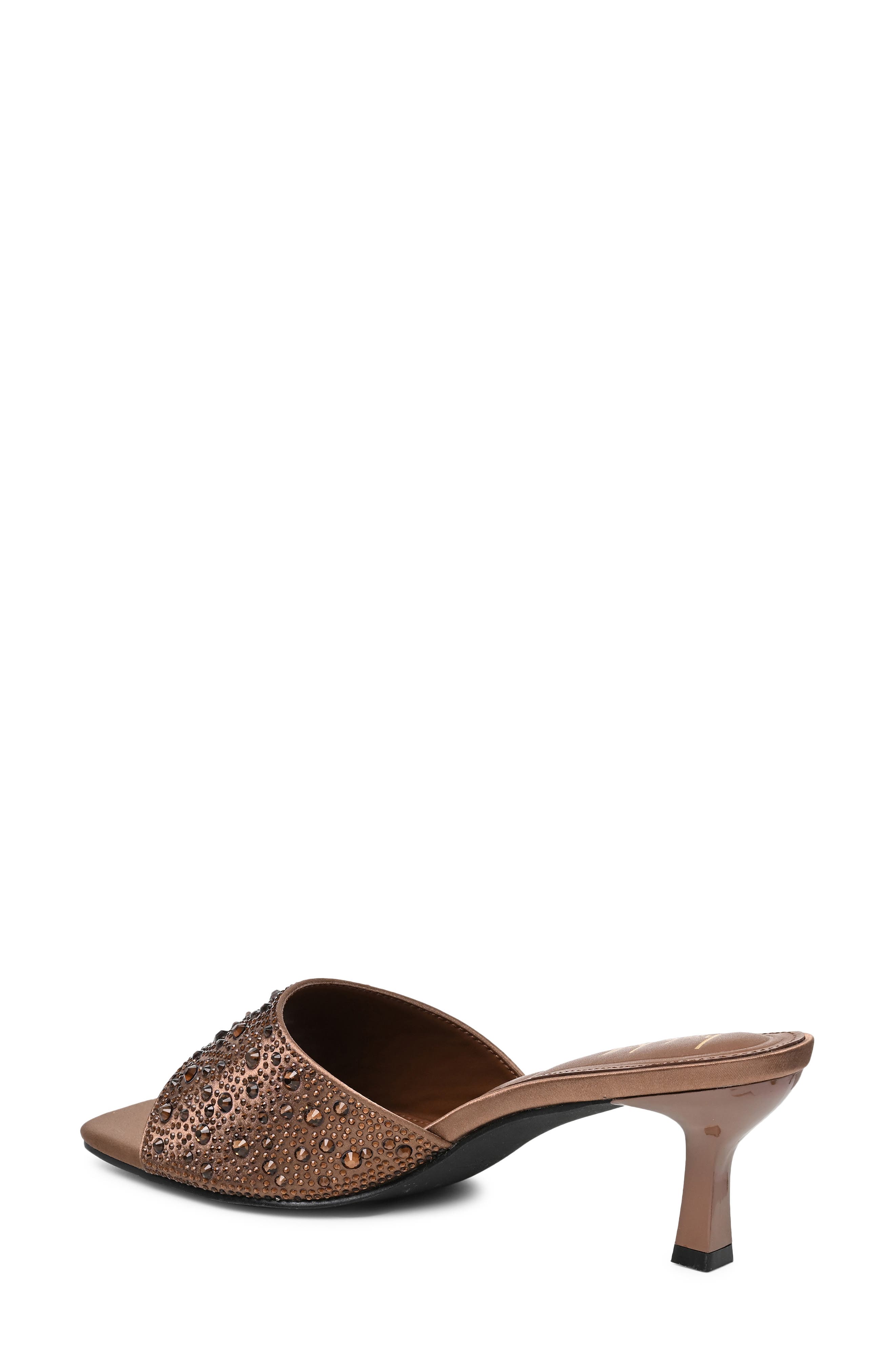 Rhinestone Embellished Mule Heeled Sandal, Alternate, color, BROWN BLING