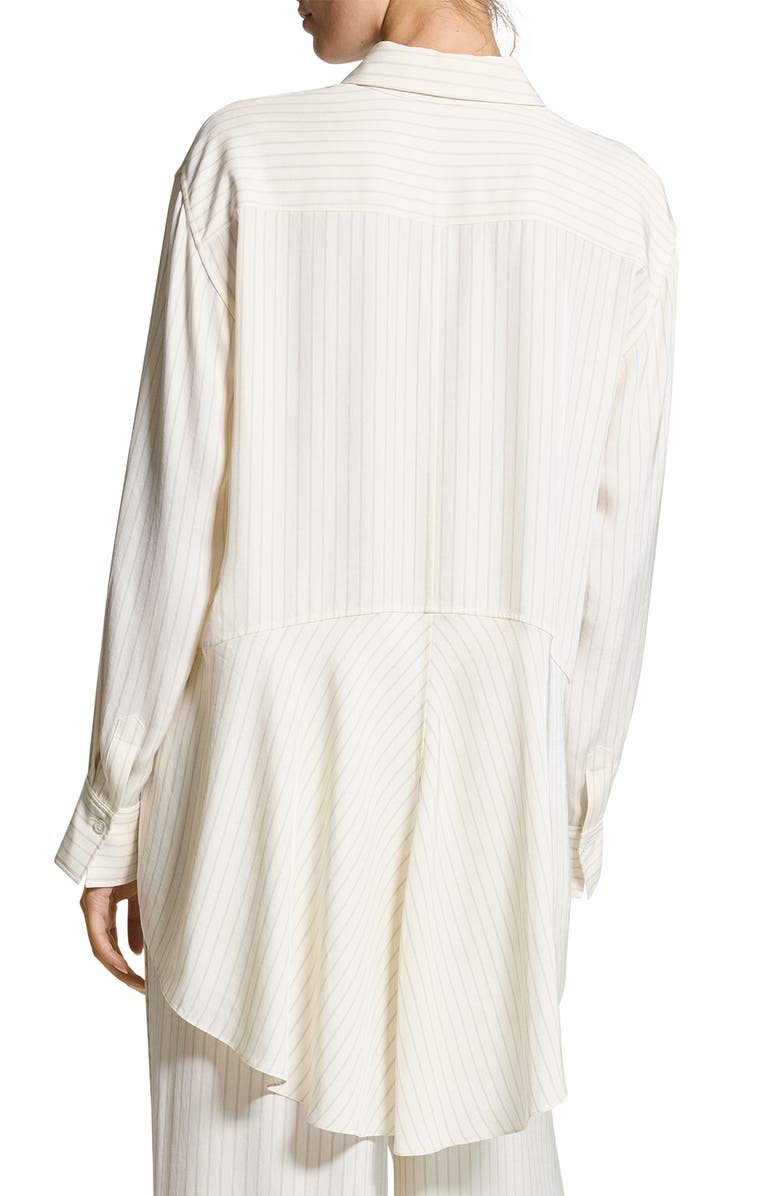 Theory Stripe High-Low Button-Up Shirt, Alternate, color, Rice Multi