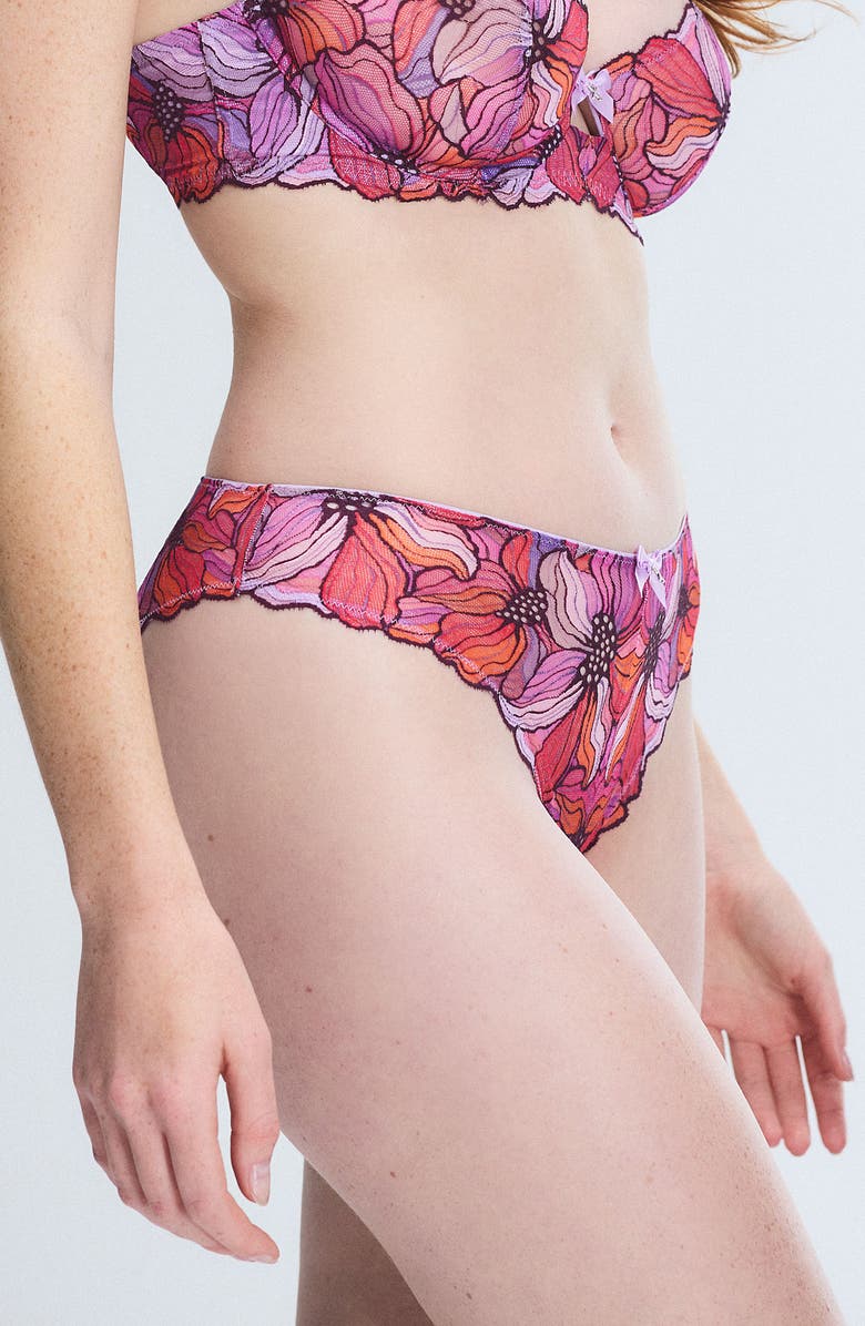 SAVAGE X FENTY Mosaic Floral Lace Cheeky Briefs, Alternate, color, Purple Opal