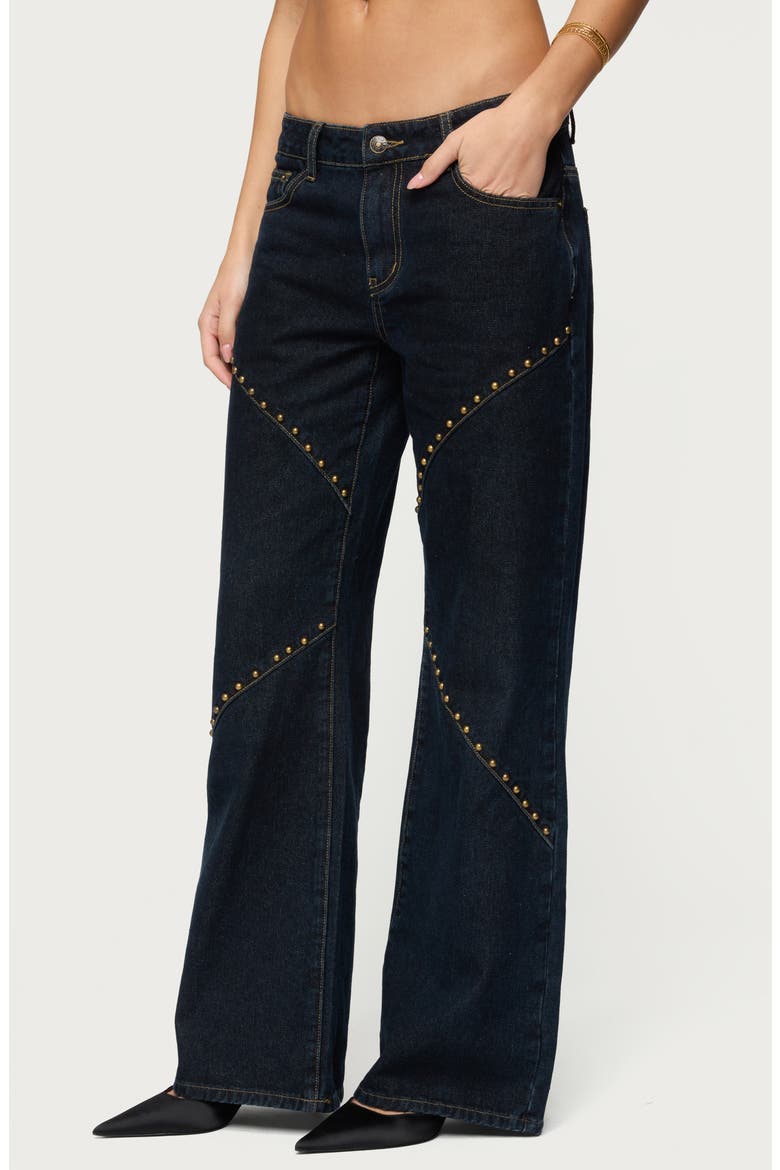 Charla Studded Low Rise Baggy Jeans, Alternate, color, INDIGO-BLUE-RAW-WASH