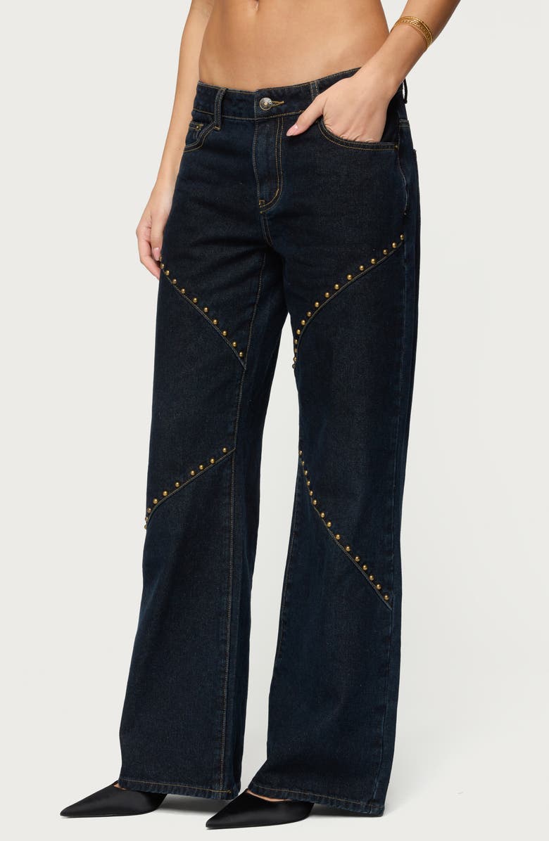 EDIKTED Charla Studded Low Rise Baggy Jeans, Alternate, color, 