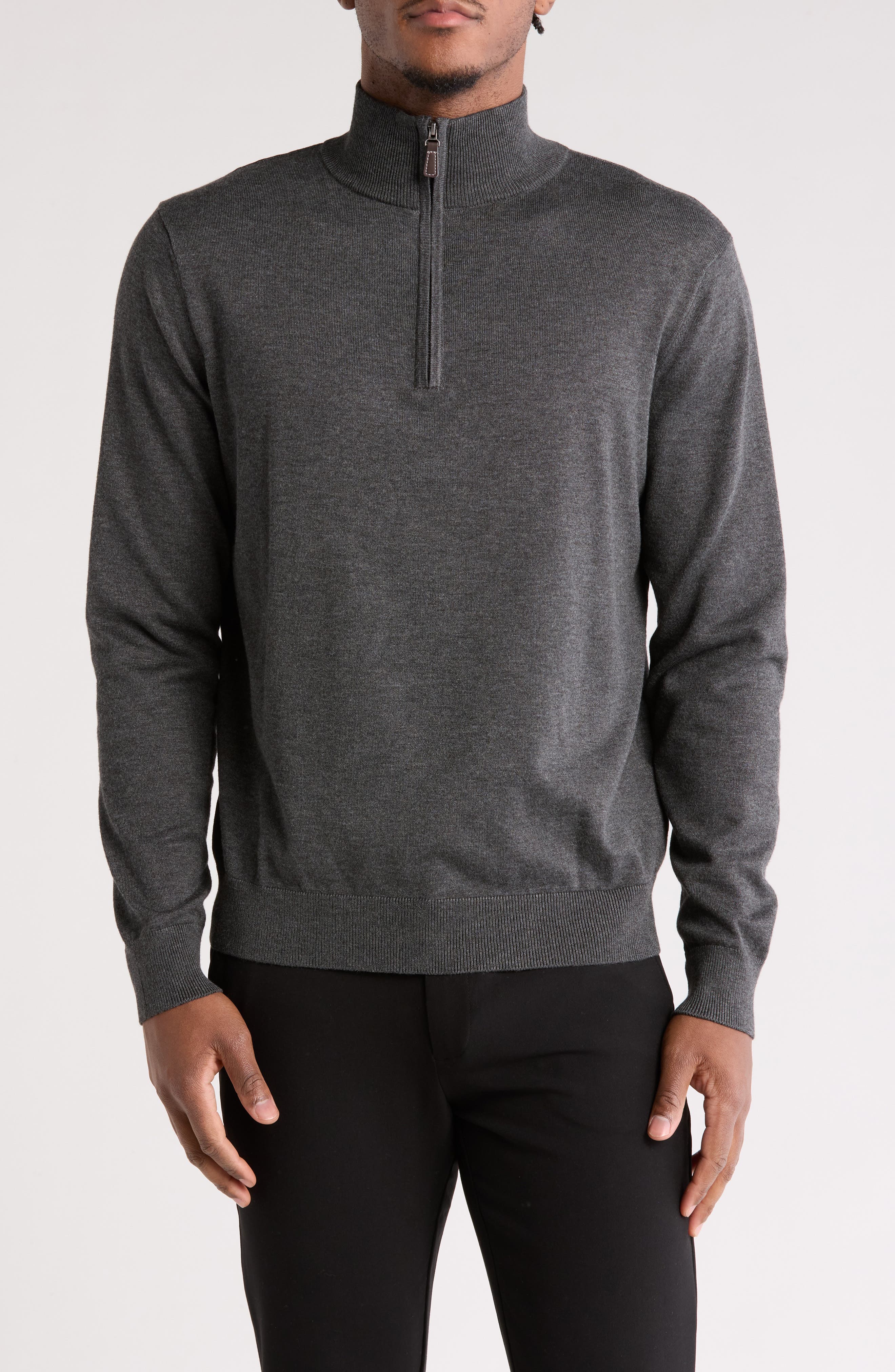TOM BAINE Solid Quarter Zip Pullover
