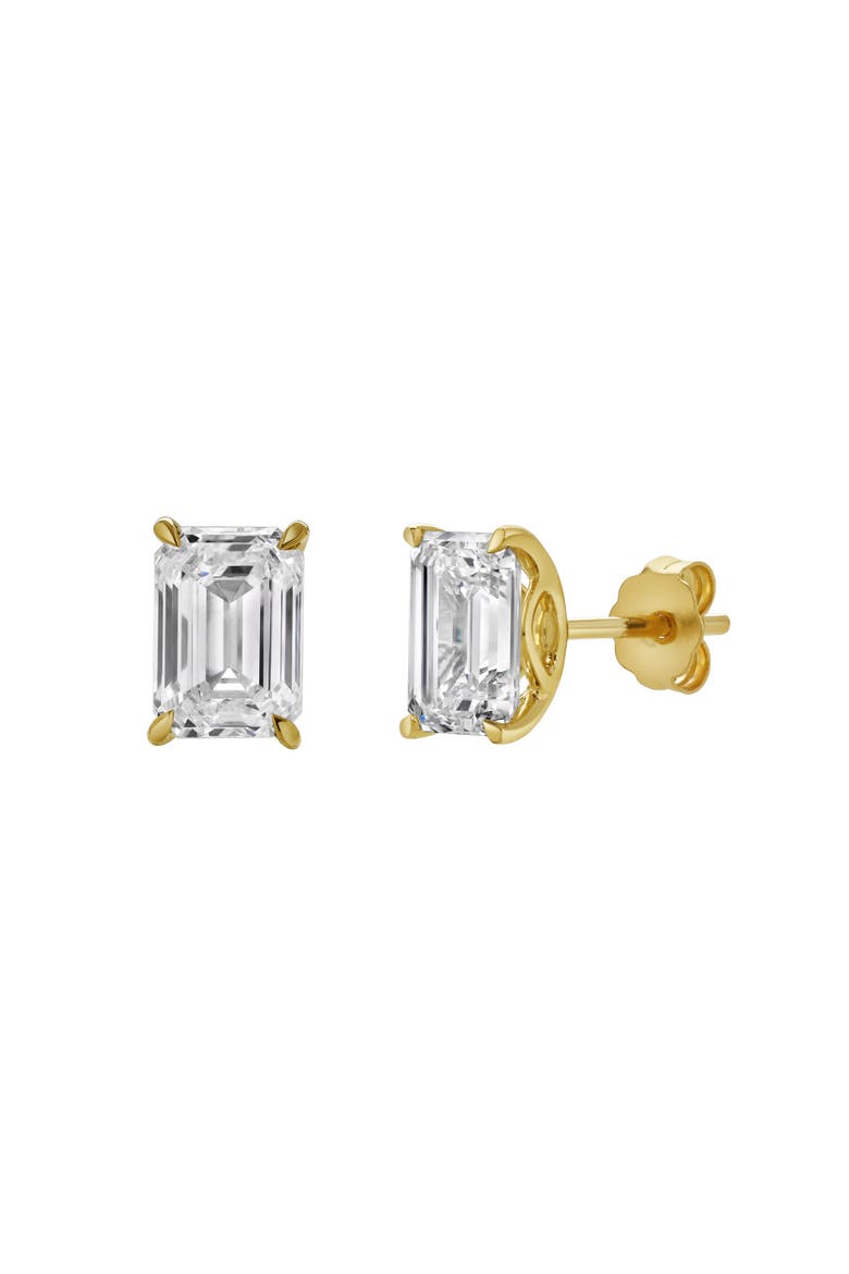 Viridian 14K Yellow Gold Lab Grown Emerald Cut Solitaire Diamond Earrings - 2.04 Cts, Alternate, color, 14K Yellow Gold