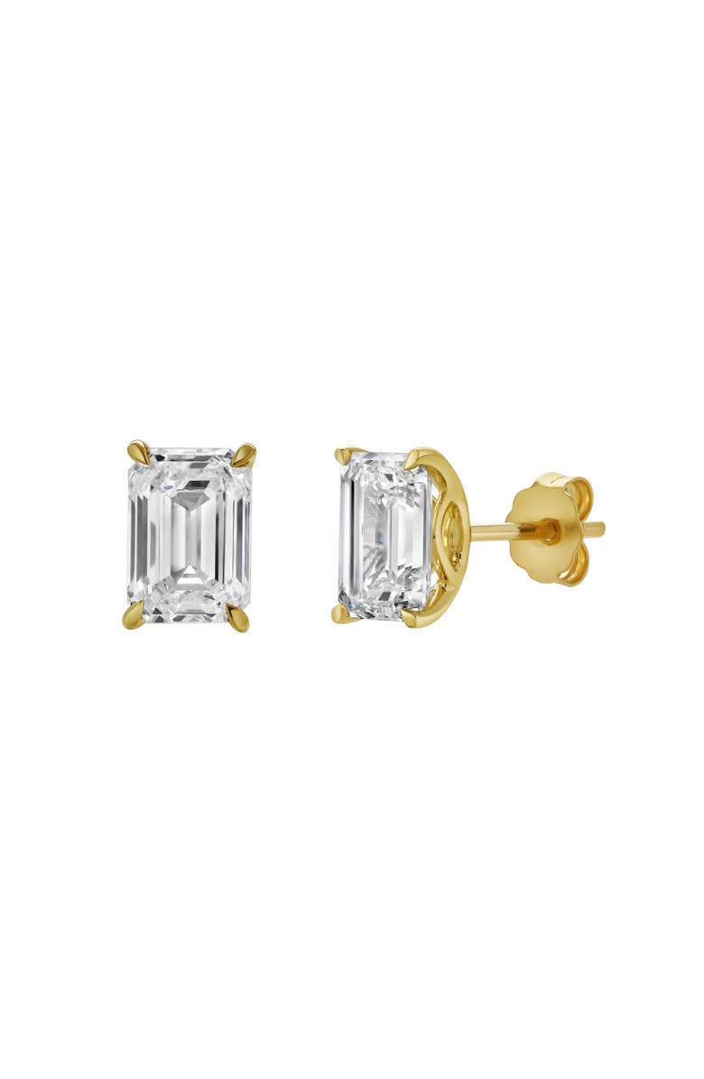 LuvMyJewelry Viridian 14K Yellow Gold Lab Grown Emerald Cut Solitaire Diamond Earrings - 2.04 Cts, Alternate, color, 14K Yellow Gold