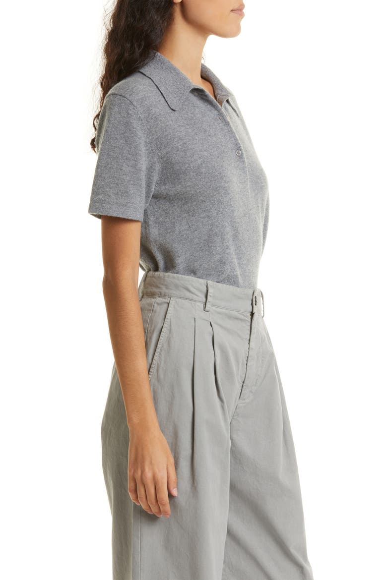 Milos Cashmere Polo Sweater, Alternate, color, LIGHT GREY MELANGE