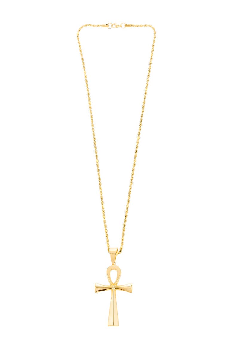 Men's Titanium Ankh Pendant Necklace, Alternate, color, GOLD