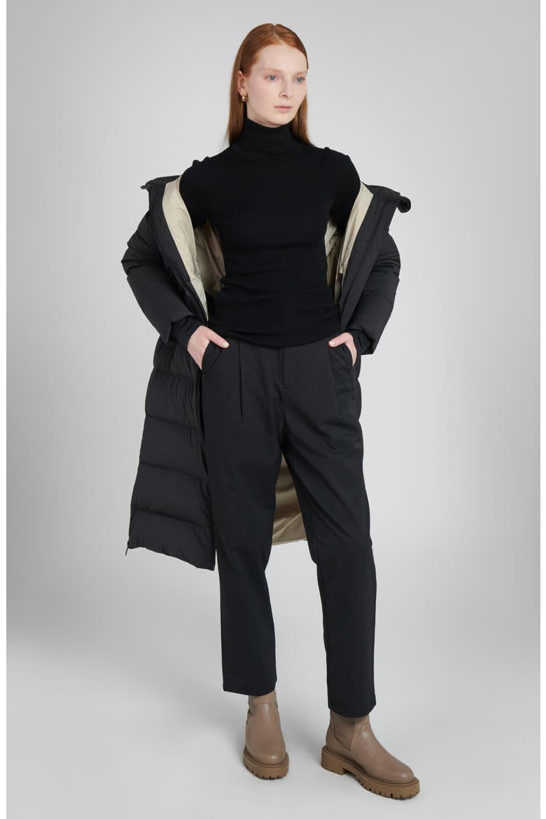 Water Resistant Hooded Down Coat, Alternate, color, BLACK