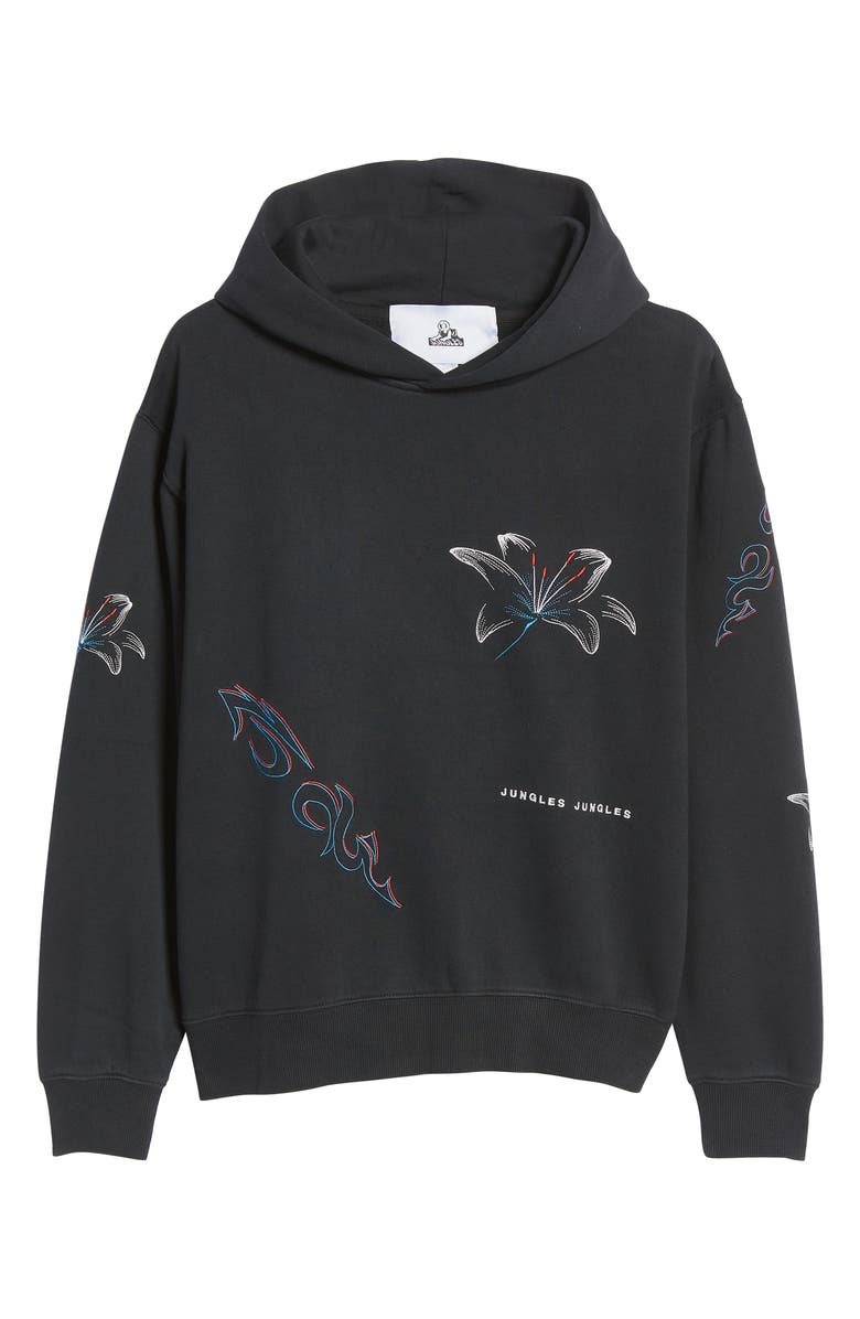 JUNGLES Embroidered Flower Hoodie, Alternate, color, 