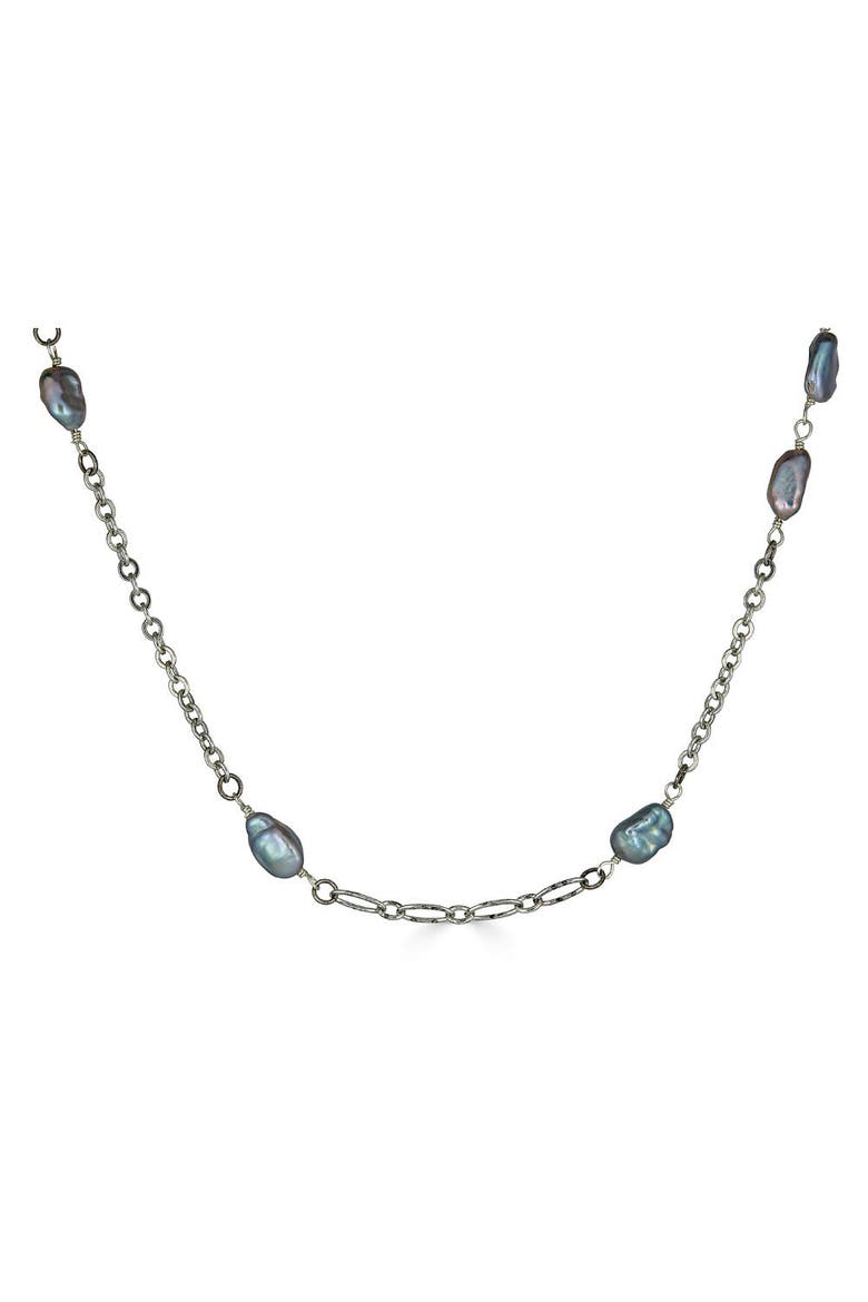 Keshi Pearl Necklace, Alternate, color, Silver