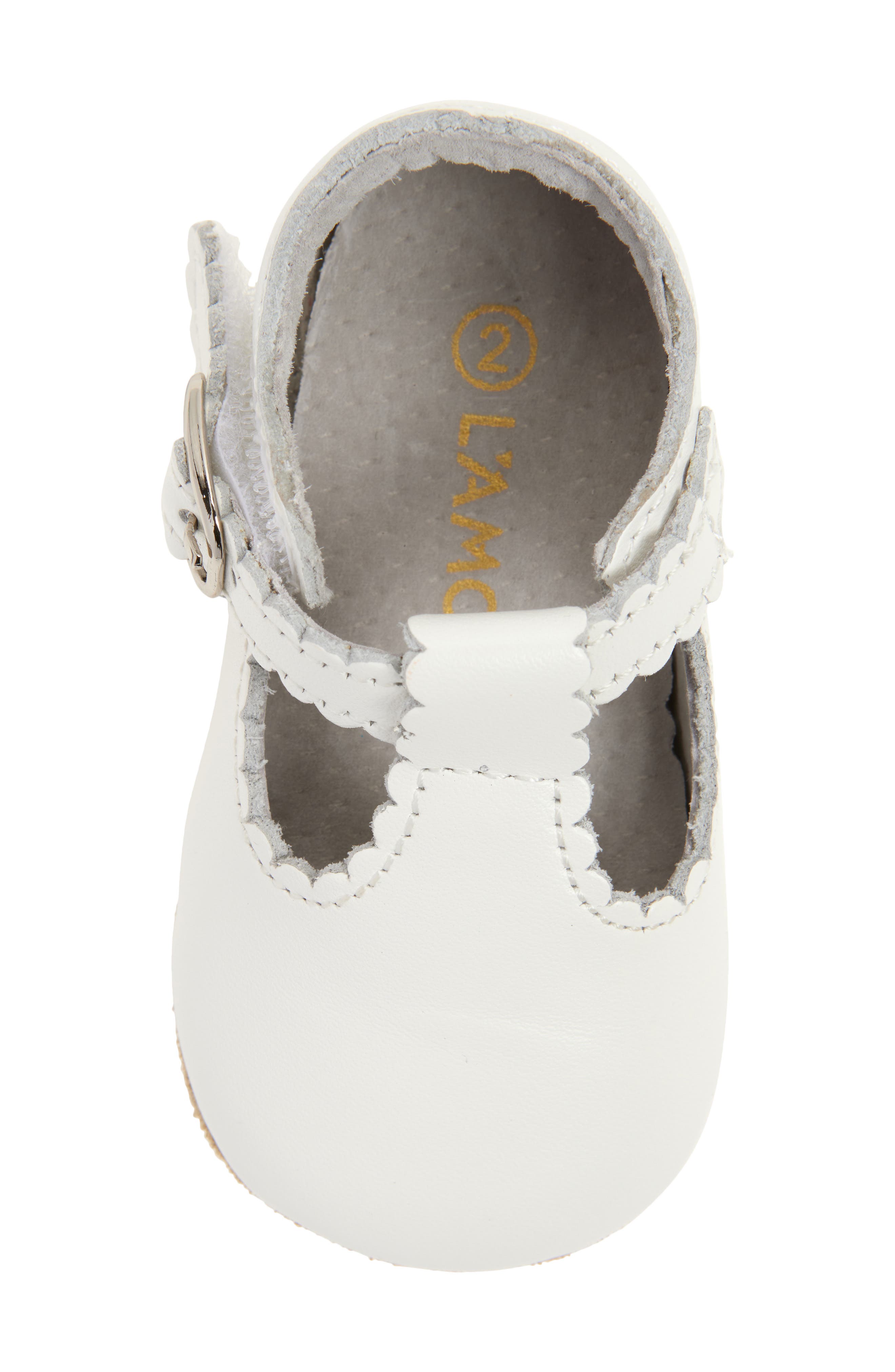 L'AMOUR Kids' Elodie Scallop T-Strap Flat, Alternate, color, White